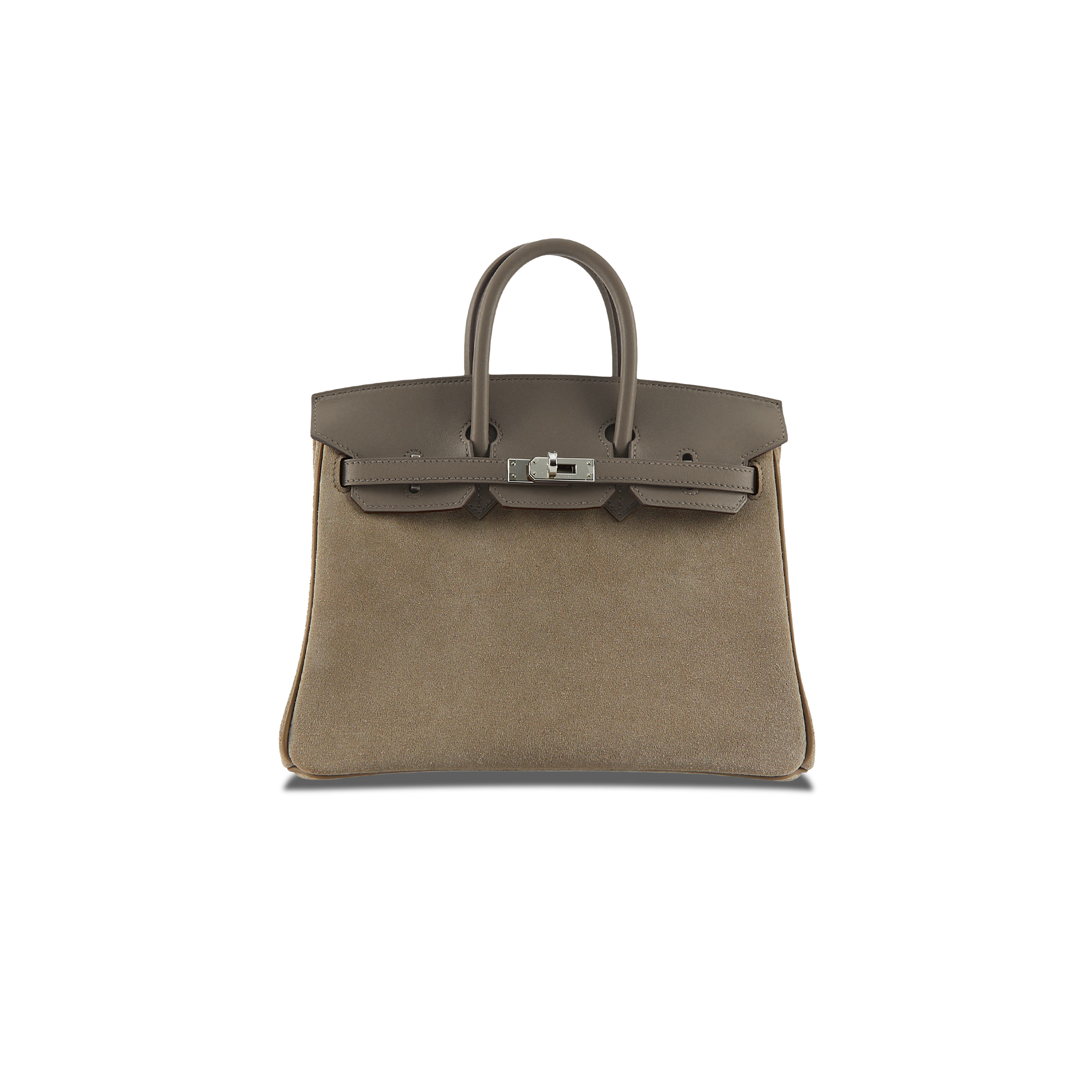 HERMÈS BIRKIN 25 CHAMOIS ELEPHANT GREY SILVER BUCKLE H028369CC15 (25*20*13cm)